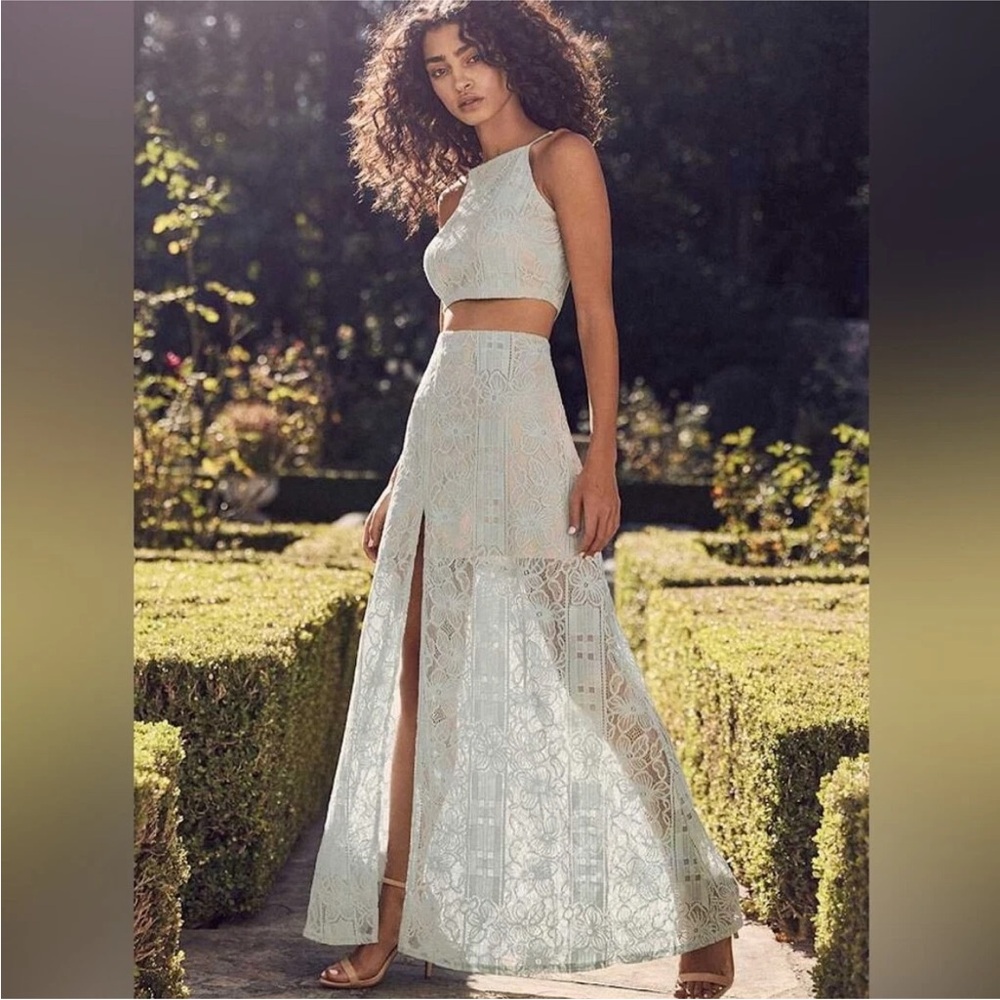 Lulu's Lace A-Line Skirt and Tank Set in mint boho chic